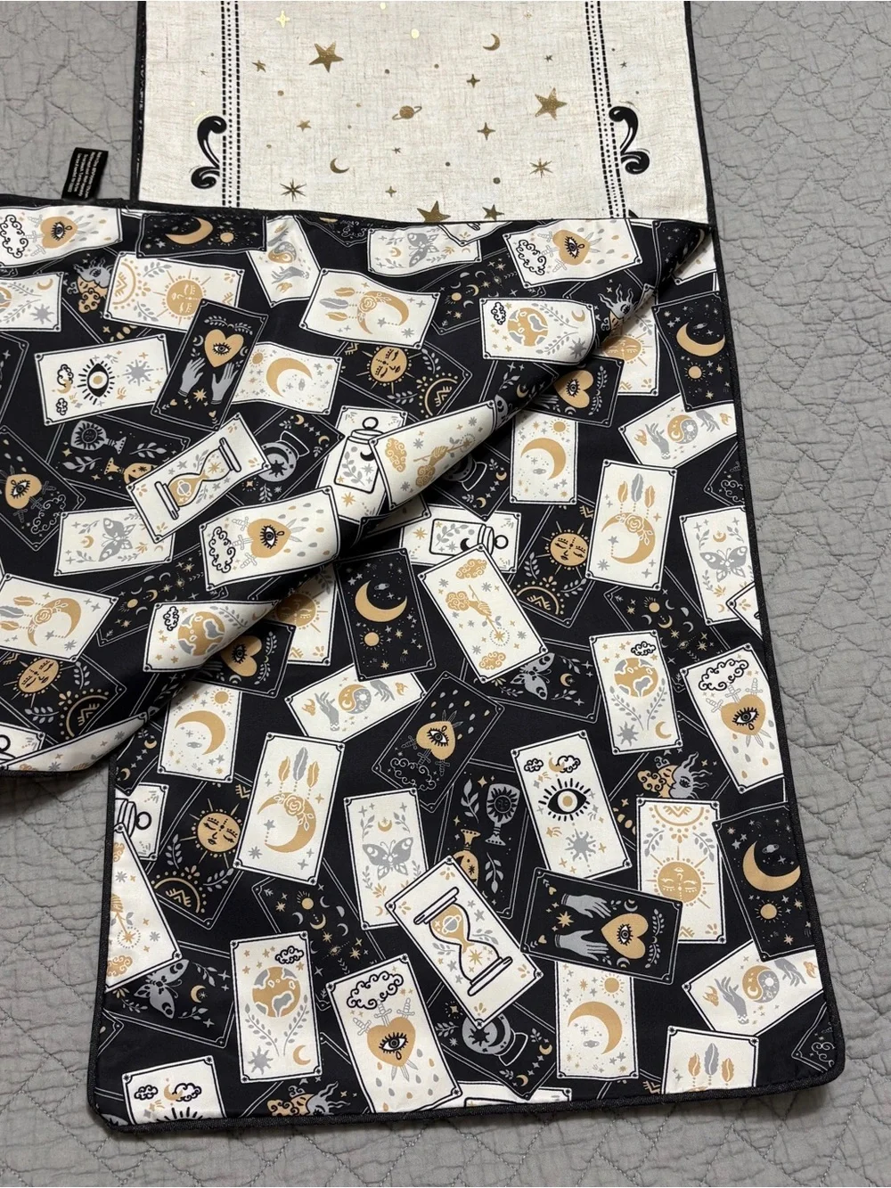 Rachel Zoe Black & Gold Celestial Tarot Table Runner